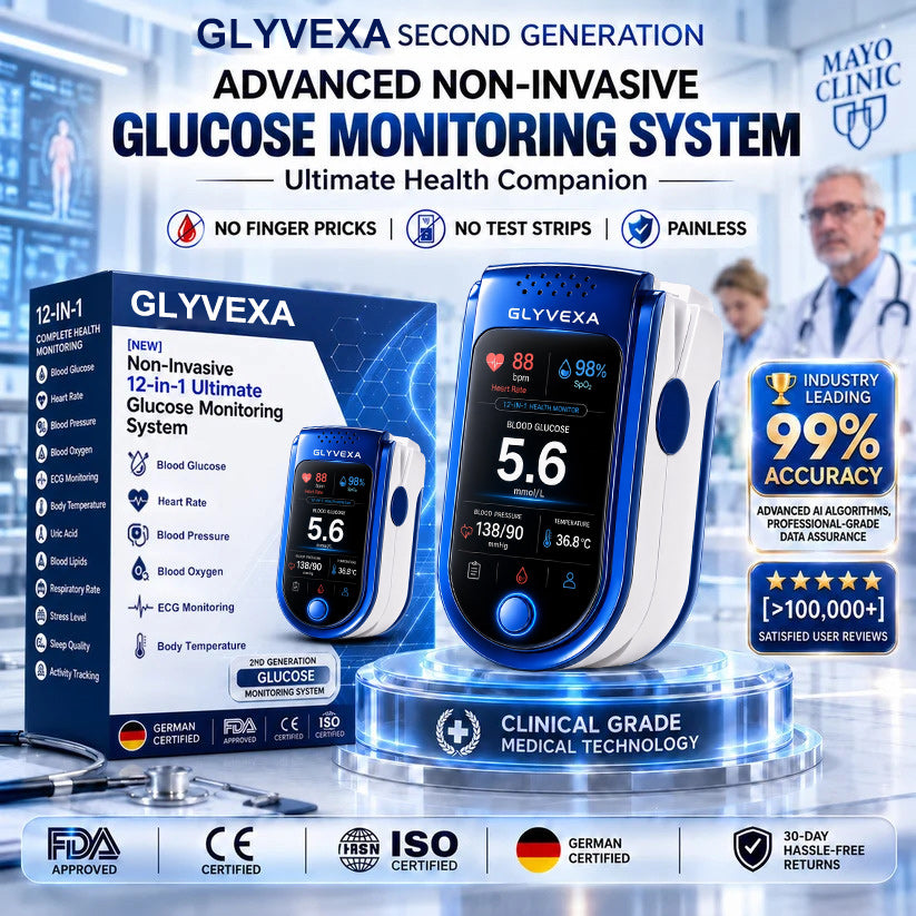 T7 Pro 12-in-1【Blood Glucose / Live ECG / Blood Pressure / Heart Rate / Blood Oxygen / Body Temperature / Uric Acid Index / Blood Lipids / Respiratory Rate / Stress Monitoring / HRV Analysis / Metabolic Rate】
