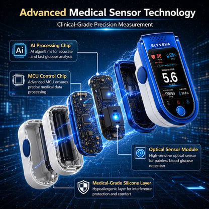 🩺 GLYVEXA™ T7 Non-Invasive Glucose & Health Monitor | 🩸 No Finger Pricks Blood Sugar Monitoring Device | ✅ ADA Licensed Product