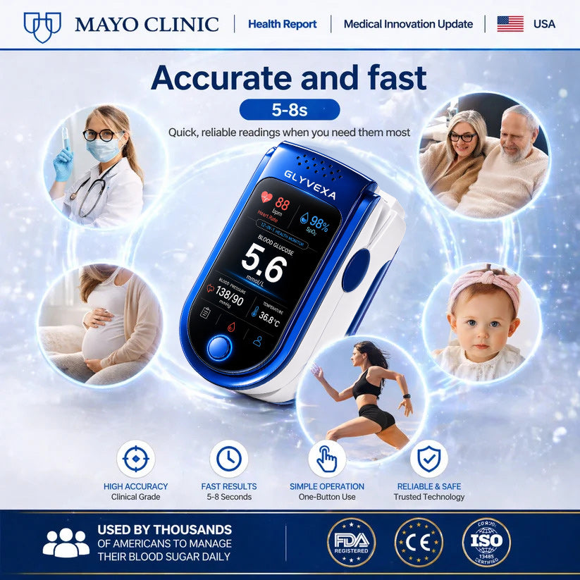🩺 GLYVEXA™ T7 Non-Invasive Glucose & Health Monitor | 🩸 No Finger Pricks Blood Sugar Monitoring Device | ✅ ADA Licensed Product
