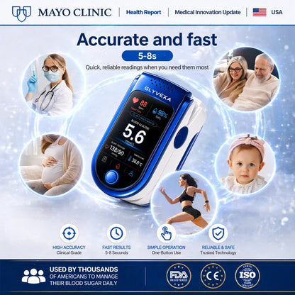 🩺 GLYVEXA™ T7 Non-Invasive Glucose & Health Monitor | 🩸 No Finger Pricks Blood Sugar Monitoring Device | ✅ ADA Licensed Product